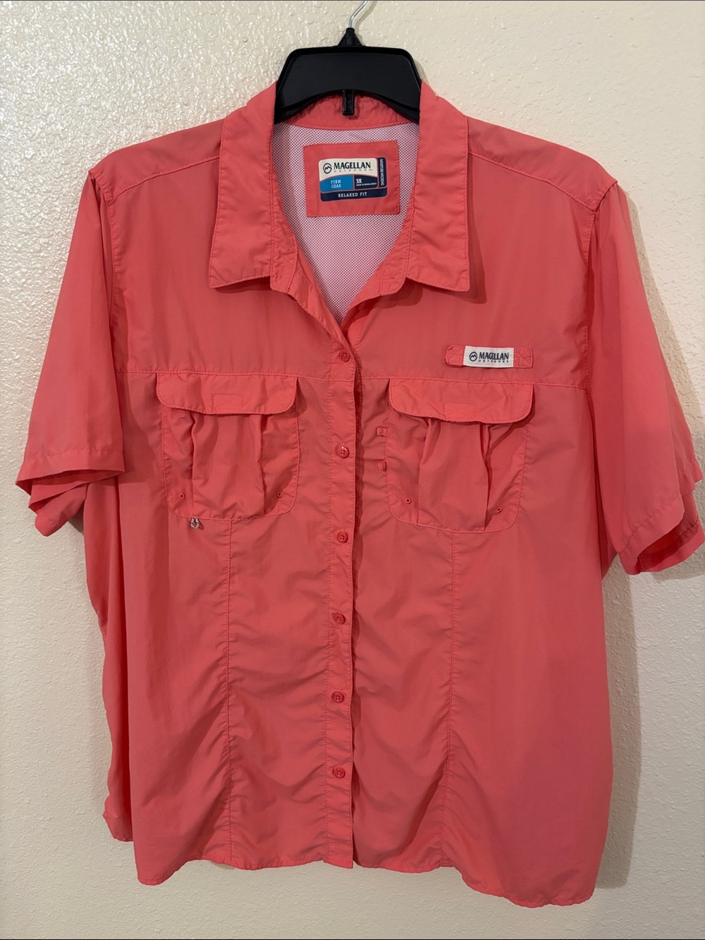 Magellan Outdoors Coral Pink Short-Sleeve Fishing Shirt Size 3X